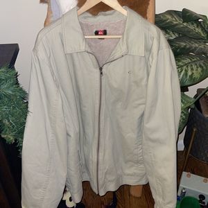 RARE Vintage Quiksilver Sherpa Lined Cream Color Coaches Zip Up Canvas Jacket